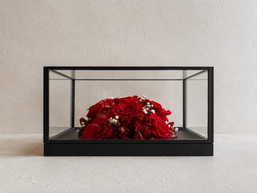 アイアンフレームのラウンドアレンジの花びらの寄り